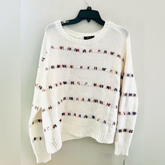 BCX Multicolor Striped Crew Neck Sweater - Picture 5 of 6